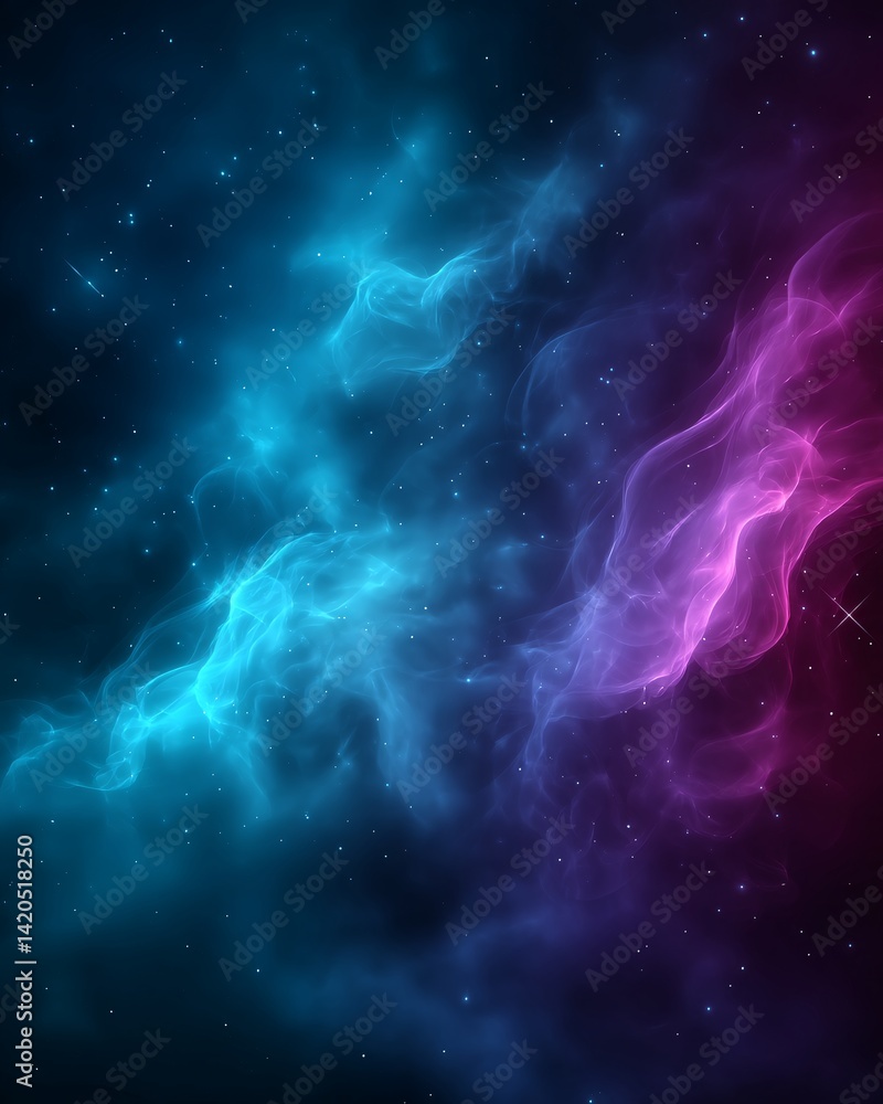 Abstract cosmic nebula with vibrant swirling colors in the universe