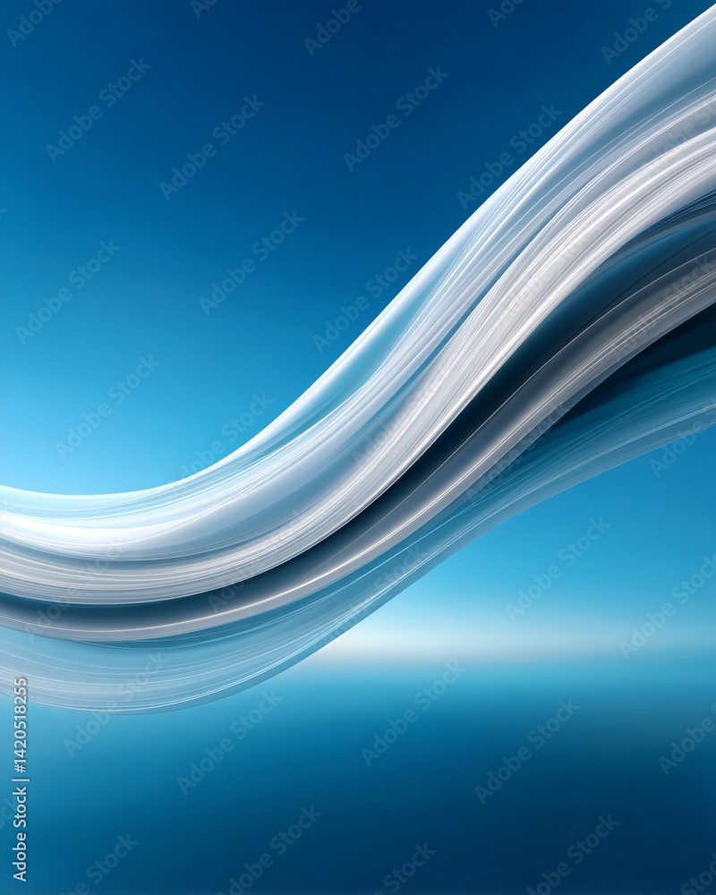 Abstract Flowing Lines on Blue Background