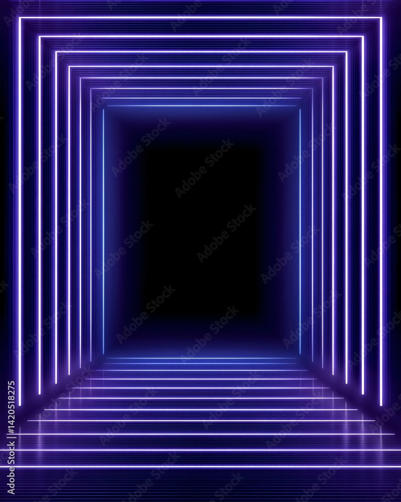 Abstract futuristic corridor with neon lights