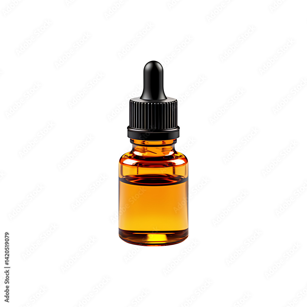 Dropper bottle with black cap isolated on transparent background Dropper bottle with black cap isolated on transparent background