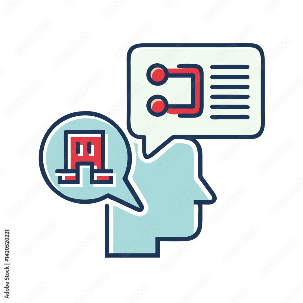 Icon of AI Content Generation with Speech Bubble Illustration Icon of AI Content Generation with Speech Bubble Illustration