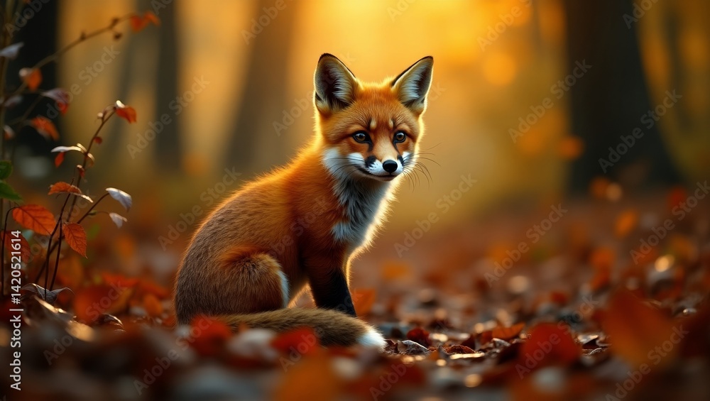 Obraz premium Foxy Autumn Forest Scene