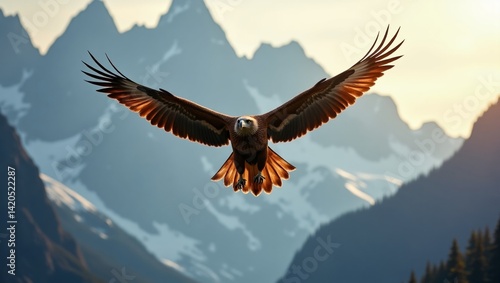Majestic Eagle Soaring Above the Mountains