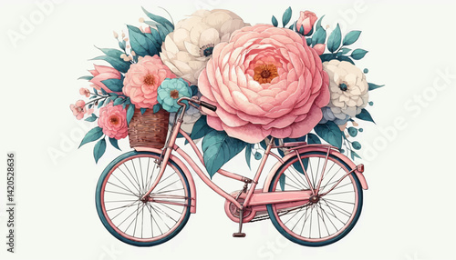 pink bicycle with flowers