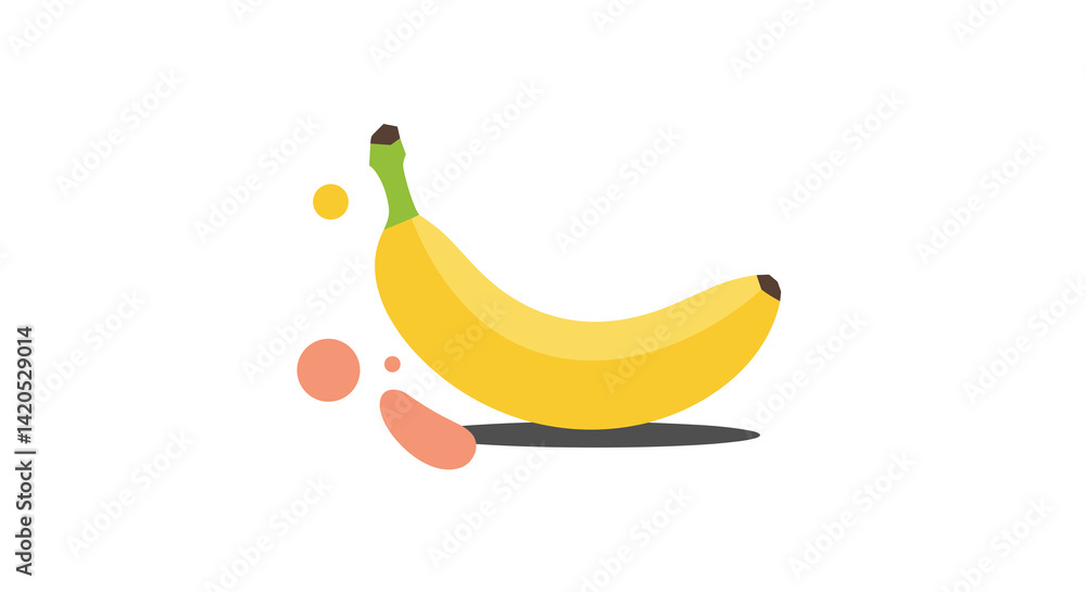 Yellow banana illustration with playful shapes in a minimalist style Yellow banana illustration with playful shapes in a minimalist style