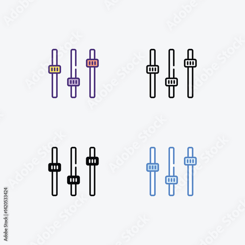Equalizer  icons set in different style vector stock illustration
