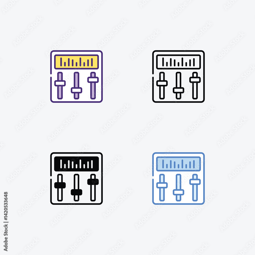 Equalizer icons set in different style vector stock illustration Equalizer icons set in different style vector stock illustration