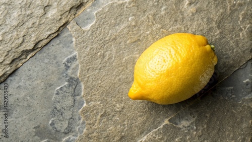 Fresh Lemon on Rustic Stone – Minimalist Food Photography