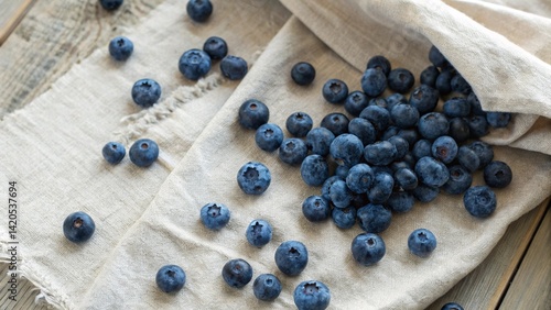Overhead View of Blueberries – Natural Fabric Texture

