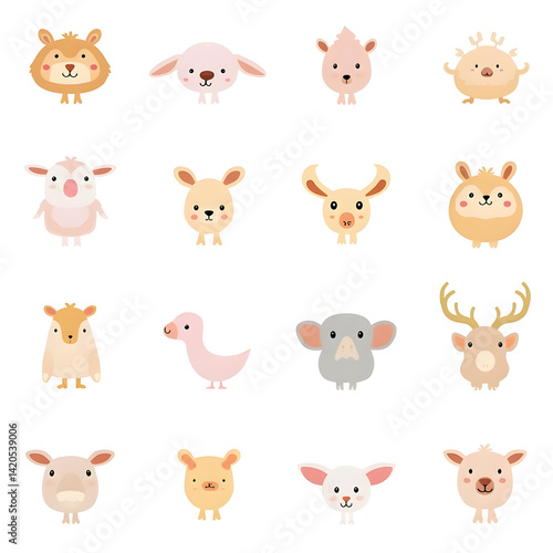 set of funny animals png