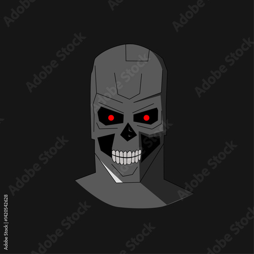 a skeleton and robot head