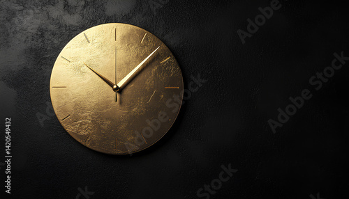 Wallpaper Mural Time management is illustrated by a black gold clock set against a dark textured wall Torontodigital.ca