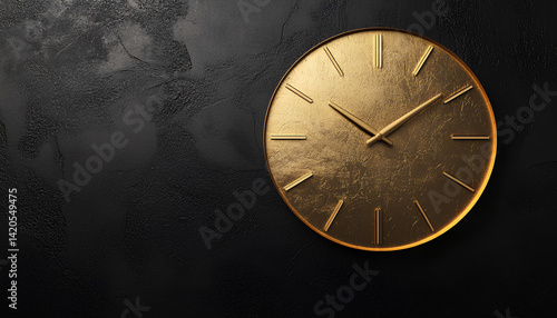 Wallpaper Mural Time management is illustrated by a black gold clock set against a dark textured wall Torontodigital.ca