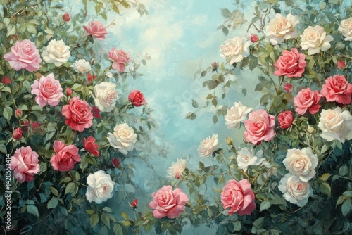 Wallpaper Mural Rose garden with pastel colors Torontodigital.ca