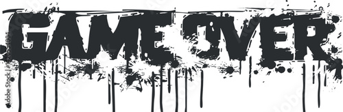 A bold graphic design featuring the words Game Over in a distressed style.