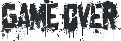 Bold graphic design of the phrase game over with a dripping ink effect.