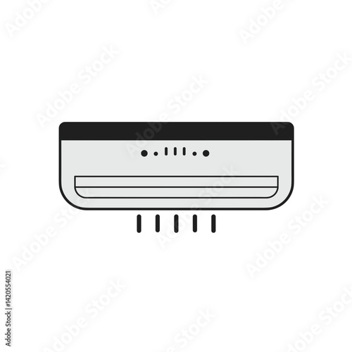 Minimalist Air Conditioner Icon, Black and White Line Art - Smart Home Climate & Humidity Control Concept for App UI, HVAC Systems 