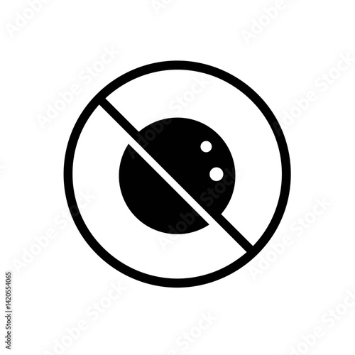 Night Mode Icon (Crossed-Out Eye/Light), Minimalist Black & White Glyph - Smart Home Dimming & Sleep Scenario Concept for Automation UI, Settings 