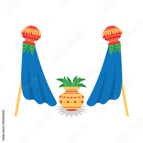 indian housewarming with Kalash Curtain Stage