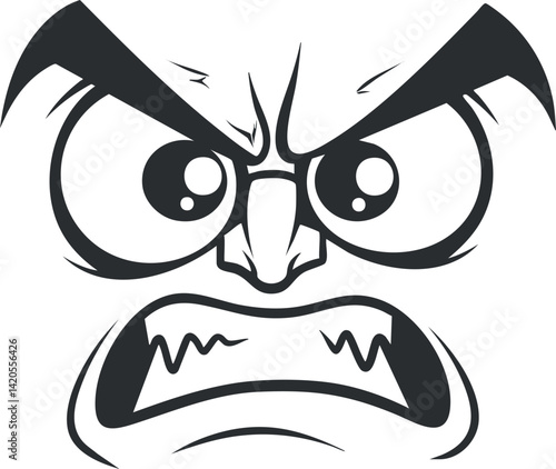 An expressive cartoon face showing intense anger with exaggerated features and bold lines.