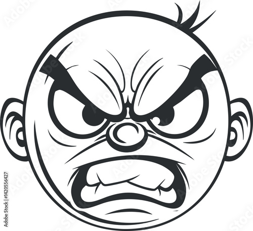 Angry cartoon face illustration with exaggerated features expressing frustration and rage.