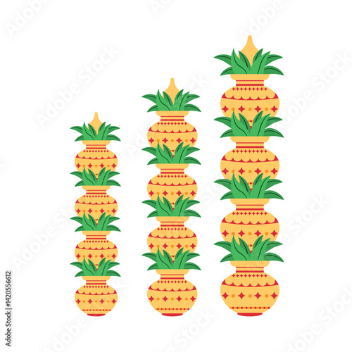 indian housewarming Stacked Kalash Arrangement Cultural