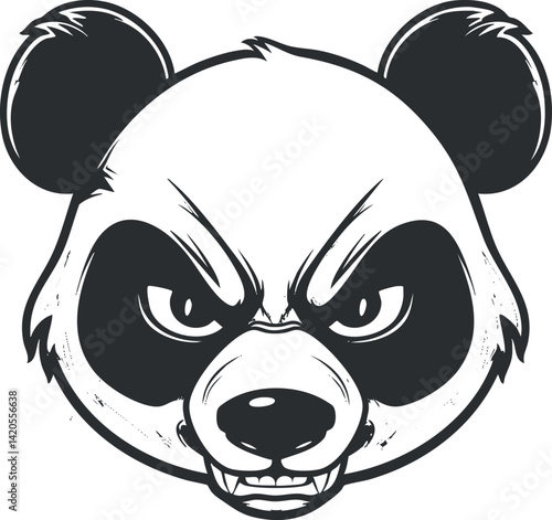 Angry panda illustration featuring a fierce expression and bold graphic design elements.
