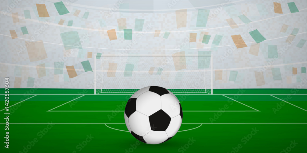 Ivorian Football Arena Full of Fans with National Flags, Sports Event Illustration. Ivorian Football Arena Full of Fans with National Flags, Sports Event Illustration.