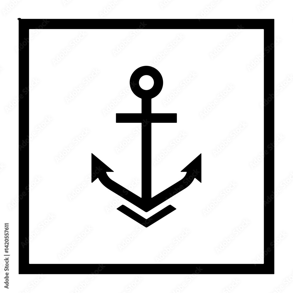 Simple Anchor Icon in Minimalist Style on White Background Simple Anchor Icon in Minimalist Style on White Background