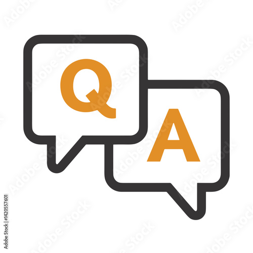 Q&A chat bubbles in minimalist design with orange accents  