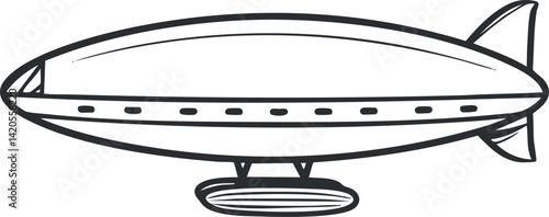 A simple illustration of a vintage airship or blimp in a minimalist design style
