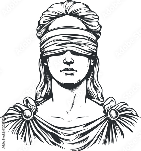An artistic representation of justice symbolized by a blindfolded figure representing fairness and equality.