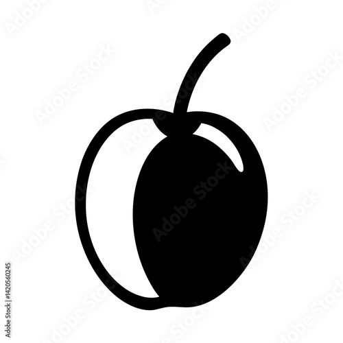 nectarine fruit minimalist silhouette vector icon - for graphic design projects nectarine, Modern Artwork.