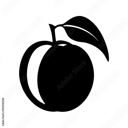 nectarine fruit minimalist silhouette vector icon - for graphic design projects nectarine, Modern Artwork.