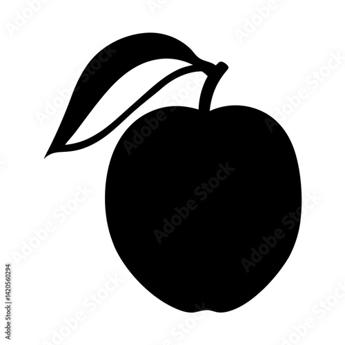 nectarine fruit minimalist silhouette vector icon - for graphic design projects nectarine, Modern Artwork.