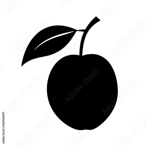 nectarine fruit minimalist silhouette vector icon - for graphic design projects nectarine, Modern Artwork.