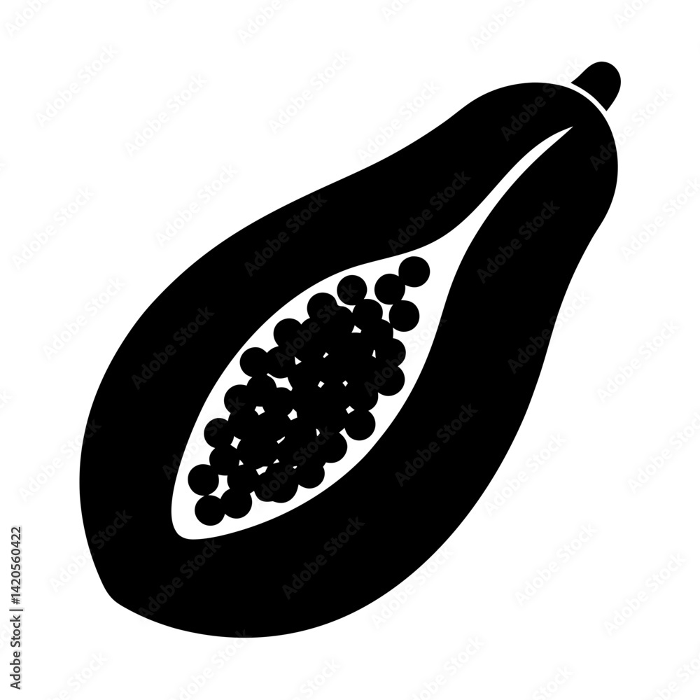 Fototapeta premium papaya fruit minimalist silhouette vector icon - for graphic design projects papaya, Modern Artwork.