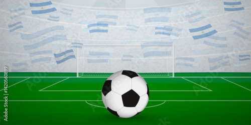 Nicaraguan Football Arena Full of Fans with National Flags, Sports Event Illustration.