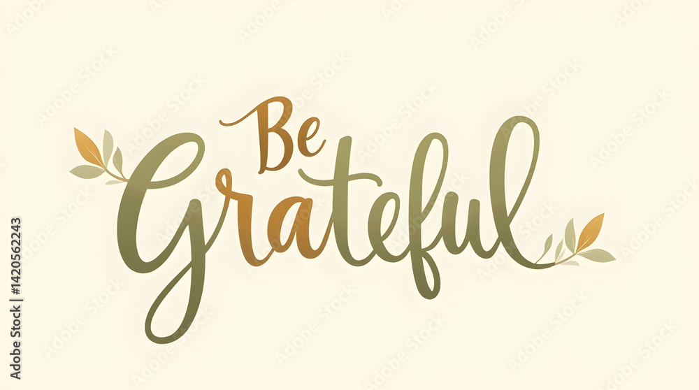 Fototapeta premium Elegant “Be Grateful” Typography in Amber Tones
