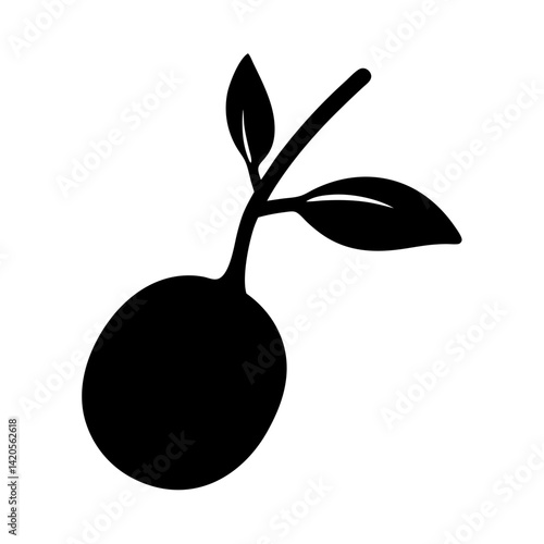 sapodilla fruit minimalist silhouette vector icon - for graphic design projects sapodilla, Modern Artwork.