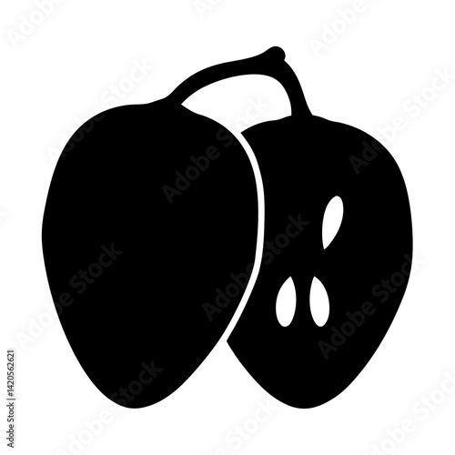 sapodilla fruit minimalist silhouette vector icon - for graphic design projects sapodilla, Modern Artwork.