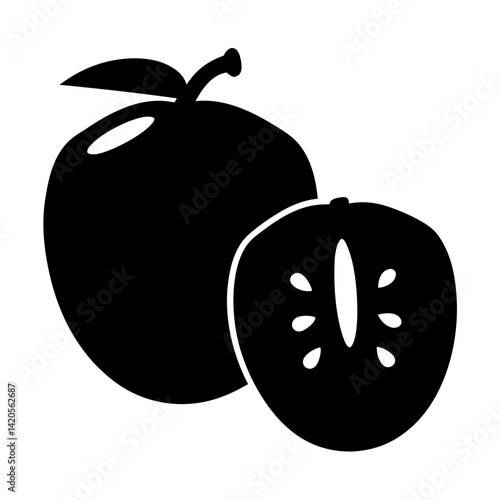 sapodilla fruit minimalist silhouette vector icon - for graphic design projects sapodilla, Modern Artwork.