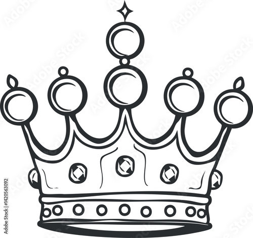 An elegant crown illustration symbolizing royalty and nobility with decorative elements and jewels.