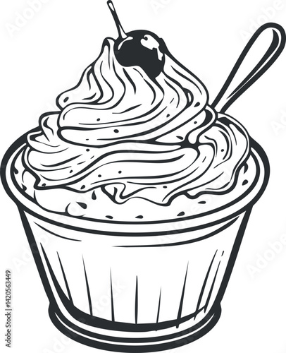 A delicious ice cream sundae topped with whipped cream and a cherry in a cup.