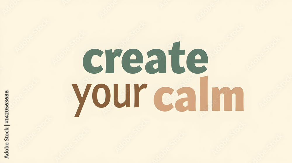 Fototapeta premium Create Your Calm in Muted Green and Peach Font