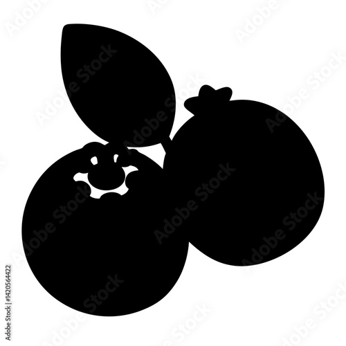bilberry fruit minimalist silhouette vector icon - for graphic design projects bilberry, Modern Artwork.