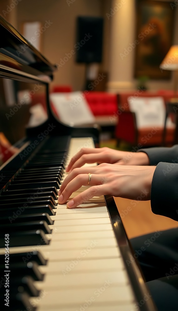 Obraz premium close up of a person playing a piano