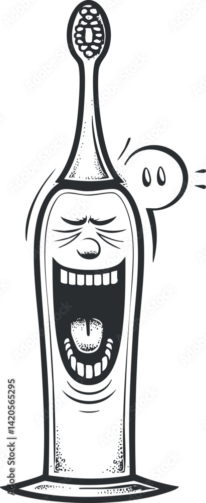 A funny cartoon toothbrush character with a big smile and expressive face. A funny cartoon toothbrush character with a big smile and expressive face.