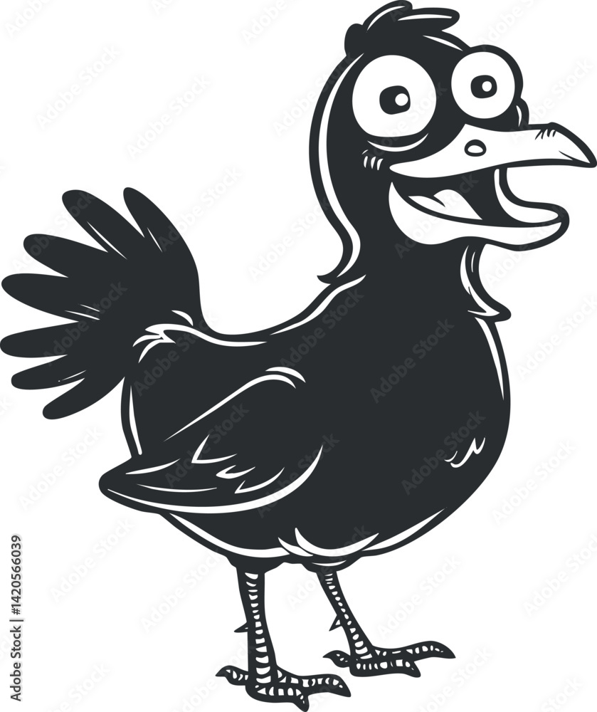 Fototapeta premium A cheerful cartoon bird character with exaggerated features and a playful expression.