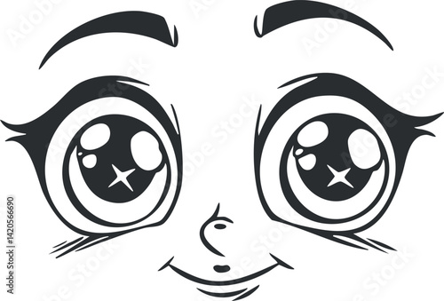 Cute cartoon eyes with expressive features conveying playful emotions and innocence in a character design.